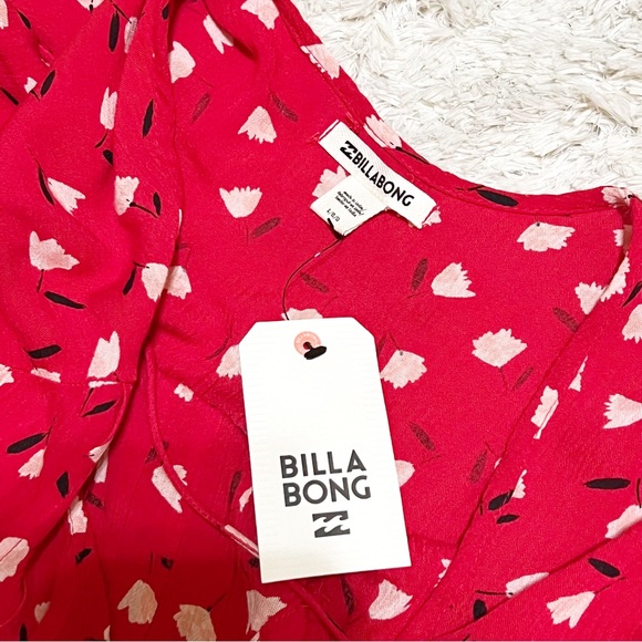 Billabong Ray Of Light Flutter Sleeve Blouse Womans Top Size Large NWT - Picture 9 of 14